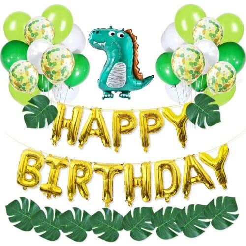 50PCS Jungle Dinosaur Latex Foil Balloon Set Baby Shower Birthday Party Supplies Aluminum Decorations Banner Favors Graduation
