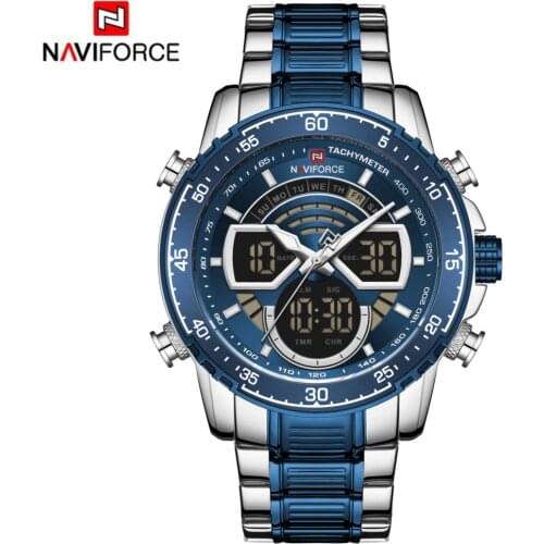 NAVIFORCE Fashion Dual Display Men Watch Stainless Steel Luxury Business Wristwatch Mens Casual Sport Watches Relogio Masculino