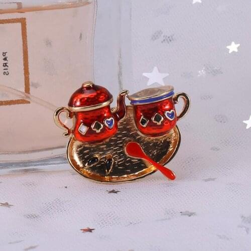 New Fashion Alloy Lapel Cartoon Pins Tea Pot Brooches Badges Backpack Cute Pins Gifts For Friends Jewelry