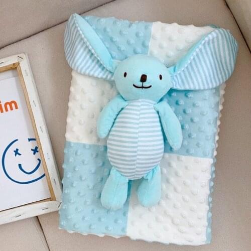 New Blanket + Toy Baby Minky Coral Fleece Soft Thermal Toddler Child Winter Baby Blanket Kids Back Seat Cover Baby Quilt Bedding