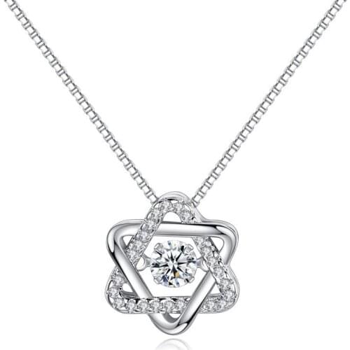925 Sterling Silver Six-pointed star zircon Necklaces & Pendants For Women Fashion Lady Festival Gift Sterling-silver-jewelry
