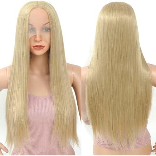 30 Inches Straight Lace Front Wig Synthetic Wigs Soft Natural Black Free Part Lace Wig Heat Resistant