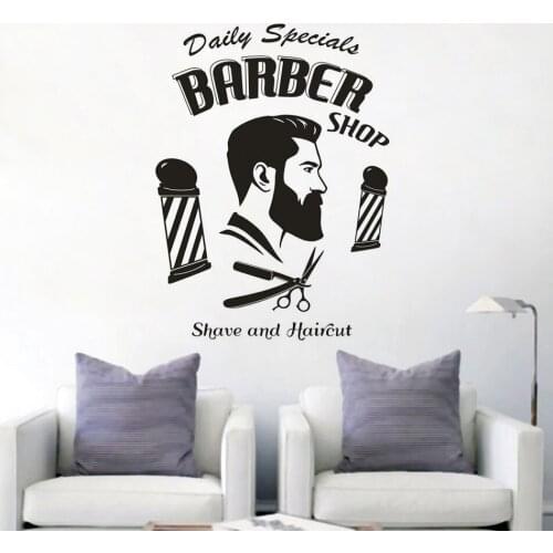 Barbershop Logo Wall Art Decal Shave And Haircut Window Vinyl Poster Hair Salon Décor Barber Hair Styling Wall Sticker M127