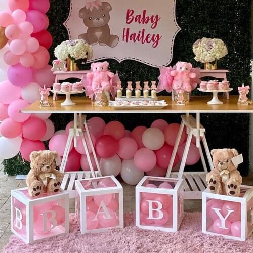 Transparent Box Balloons DIY Name Letter Filled Wedding Decorations Baby Shower Baby 1st Birthday Party 1year kids girl gift