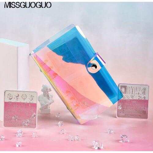 16 Slots Laser Symphony Nail Art Stamping Plates Empty Template Case Holder Organizer for Rectangle Round Stencil Album Storage