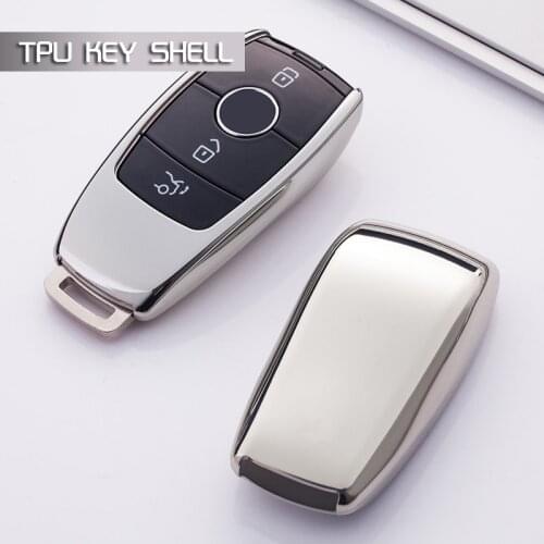 Silver key Case Shell Cover TPU Smart Protective for Mercedes Benz 16-18 E S Class