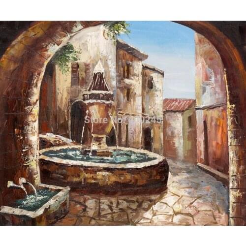 Modern oil painting Greek Villa hand painted Landscape art Home decor High quality
