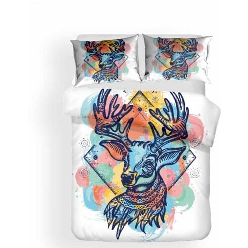 Deer 3D Print Stylish Bed King Bed Cover Set Blanket Pillowcase Bed Linen 3-Piece For Adult Children Duvet Cover