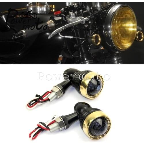 Brass Black Aluminum Vintage Replica Turn Signal Light M10 LED Blinker Indicator Light Pair for Harley Sportster Touring Chopper