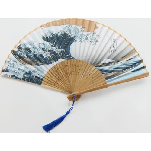 Japanese hand Fan Ukiyoe Surfing Sea Wave Kanagawa Folding Fan eventail a main abanico de mano vintage wedding favors and gifts