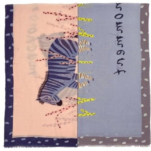 Women Fashion Brand Designer Cotton Viscose Scarf Lovely Animal Zebra Pattern Fringe Shawl Luxury Wrap Pashmina Stole 180*90Cm