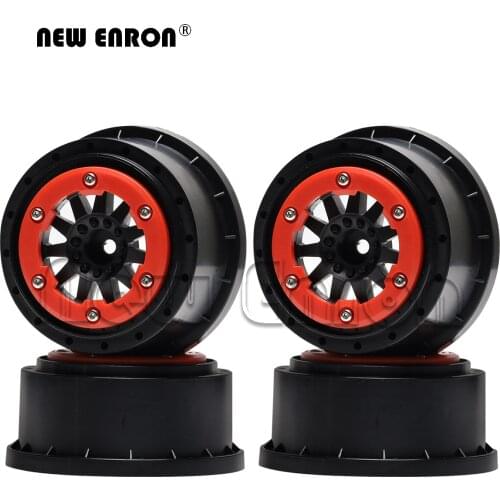 110mm RC Tires 4Pc Alloy Beadlock Plastic Wheel Rim Hub for 1/10 RC Truck Car Short Course Truck Traxxas Slash 4x4 VKAR 10SC HPI