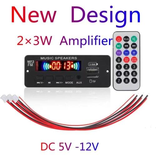 2*3W Amplifier Bluetooth 5.0 MP3 Player Decoder Board 6V 12V Car FM Radio Module Support FM TF USB AUX Handsfree Call Record