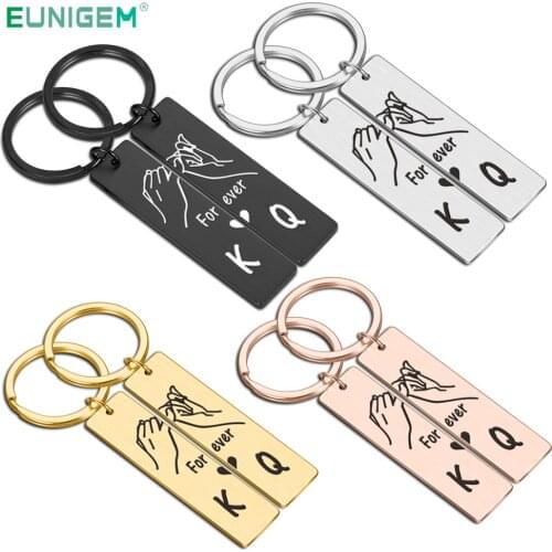 2Pcs Personalized Keychain Forever Couple Letters Keychain Love Valentines Day Gift for Couples Girlfriend Boyfriends Keyring