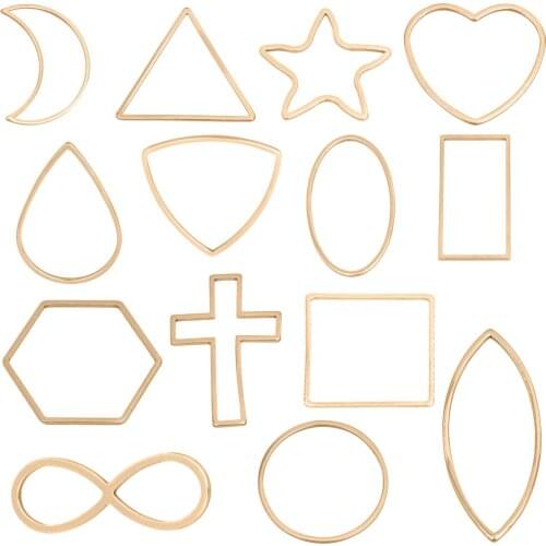 24Pcs/Lot Mix Stainless Steel Hollow Round Oval Frame Charms Blank GeometricPendant For Necklaces Earrings Jewelry Wholesale