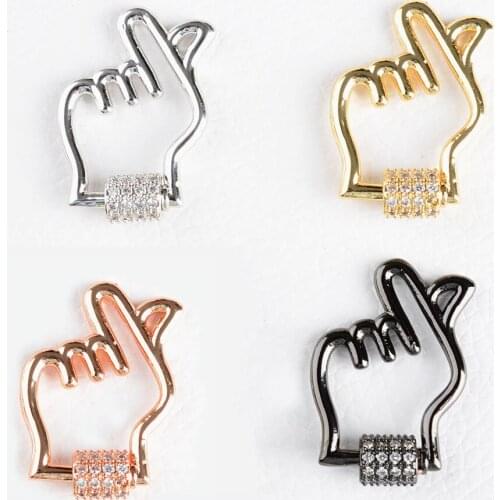 3 PCS, Finger Clasp charm CZ Pave Screw Clasp,Hand Clasp