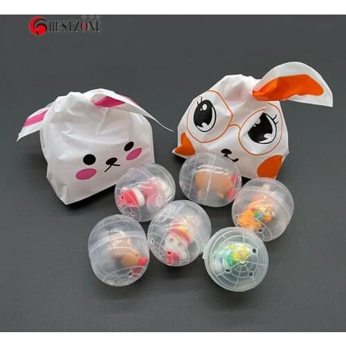 50/Set Surprise Vending Capsule Toys Hinged Egg Ball With Christmas Rubber Doll And Gift Bag Novelty For Kids Funny Lovely