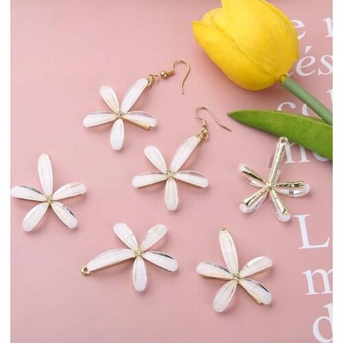 6pcs Korean Sweet Trendy Flowers Earrings For Women Creative Temperament Crystal Bowknot Pendant Diy Jewelry Earrings Material