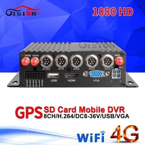 8Channel 4G Lte GPS Tracker Wifi SD Video Recorder Car Mobile Dvr Remote View Real Time Surveillance Cycling Recording G-sensor