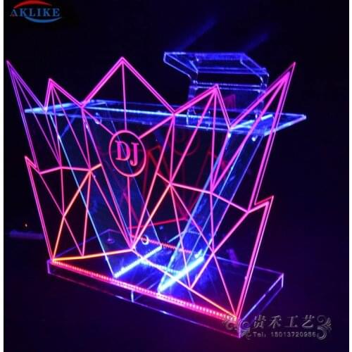 Acrylic DJ Table Funktion AKLIKE Bar Dj Mixer Controller LED Lighting Dj Booth 150* 50* 90 CM Customized Logo Furniture Desk