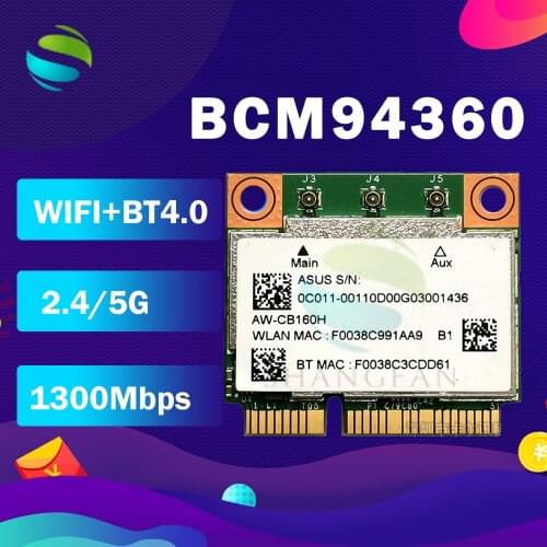 AzureWave AW-CB160H BCM94360HMB BCM94360 Half Mini PCI-express 802.11AC 1300Mbps Wireless WIFI WLAN Bluetooth4.0 Card