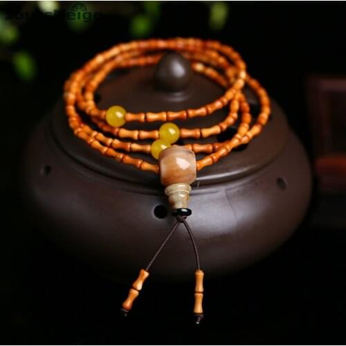 Wholesale Natural Olive Kernel Bracelet 108 Bamboo Festival Bead Hand String Red Oil Old Nuclear Wood Bracelets Jewelry