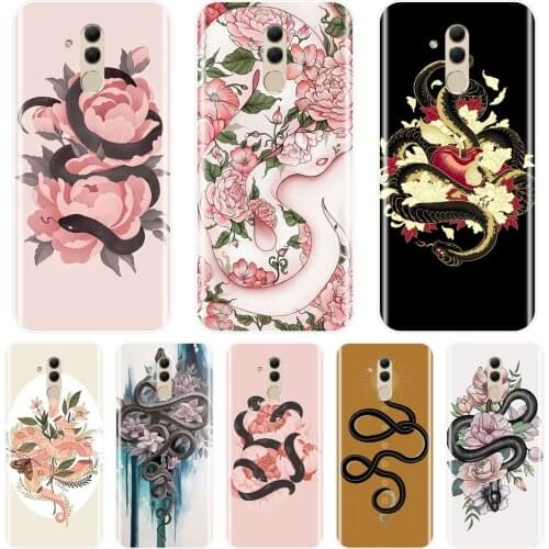 Phone Case For Huawei Mate 20 10 9 Lite Case Silicone Snake Flower Aesthetic Cool Luxury Back Cover For Huawei Mate 7 8 9 10 Pro