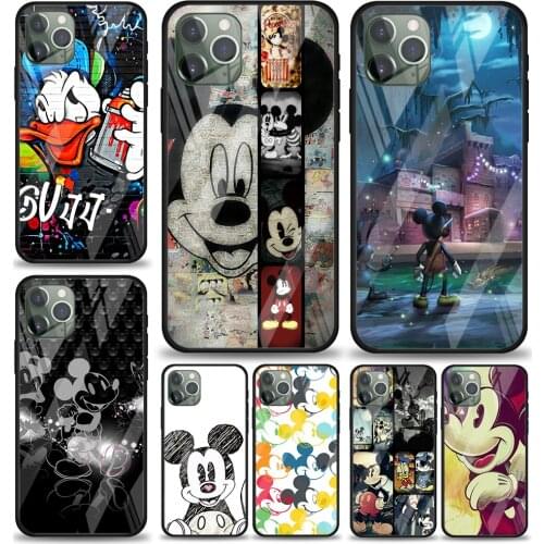 Tempered Glass Cover Disney Mickey Mouse For Apple IPhone 12 Mini 11 Pro XS MAX XR X 8 7 6S 6 Plus Phone Case Coque