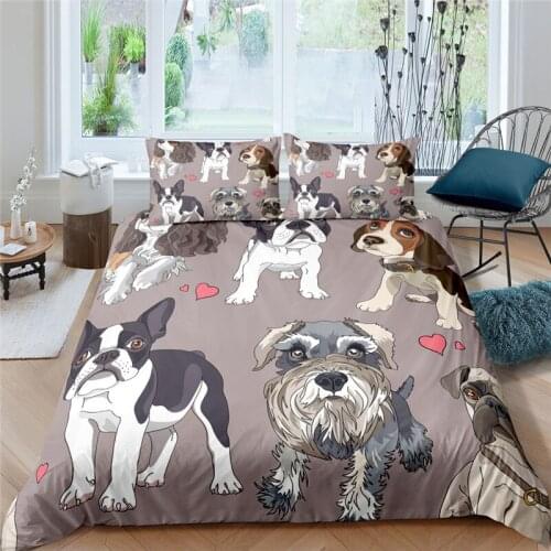 Home Living Luxury 3D Cut Pug Bedding Set Comfortable Duvet Cover Set Kids Bedding Set Queen and King EU/US/AU/UK Size