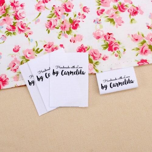 Custom Clothing Labels - Brand Tags , Organic Cotton Ribbon Labels, Logo or Text, Handmade (MD3048)