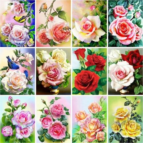 EverShine Diamond Painting Rose Cross Stitch DIY Diamond Mosaic Peony Picture Of Rhinestones Flower Bead Embroidery Needlework