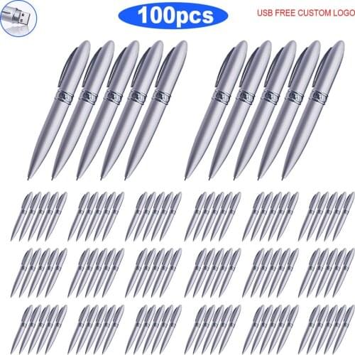 100pcs/lot Pen drive 8GB 16GB U disk 32GB 64GB USB Flash Drive 128GB pen drive usb 2.0 Ballpoint pen memory stick Custom logo