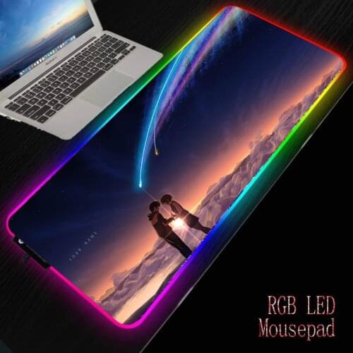 Your Name Animne RGB Gaming Mouse Pad Large Computer Mouse Pad Gamer XXL Mousepad LED Backlight Mause Pad Keyboard Desk Mat
