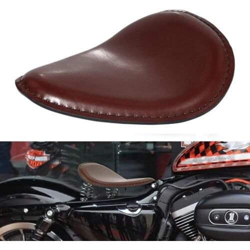 Retro Brown Leather Motorcycle Solo Driver Seat for Honda Sportster Bobber Chopper Custom