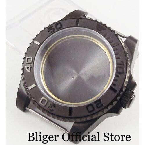 BLIGER Watch Case 40mm With Sapphire Glass PVD Plated Fit MIYOTA Auto Movement