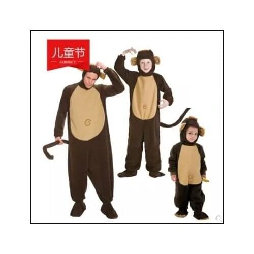 Monkey Costume For Men children kid Cute monkey jumpsuit Warm Thick Cosplay clothes Animal apparel Halloween Monkey King
