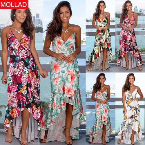 Summer Womens Clothing New Sexy Slim Lotus Leaf Floral Printing Slip Dress Can Be European and American Hot Sale