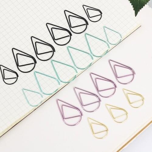 Multi-piece Small Big Modeling Paper Clips Metal Water Drop Golden Silver Black Colored Bookmark Memo Clips for School Office
