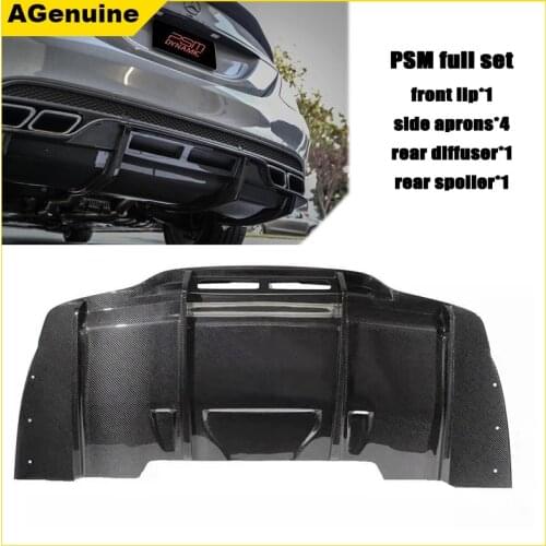 PSM style real carbon fiber back end lip aprons rear bumper lower chin rear bumper diffuser for Mercedes-Benz C class W205