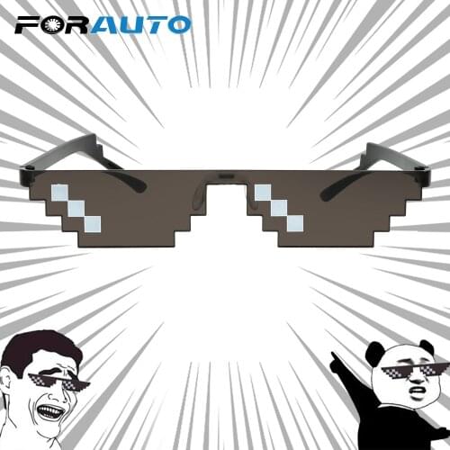 Motocross Bike Racing Glasses Deal With It Glasses Mosaic Vintage Funny Eyewear 3/6 Bit MLG Pixelated Sunglasses UV Protection