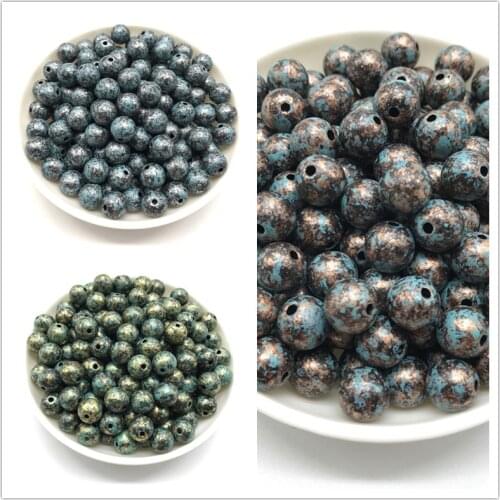 Wholesale 6/8/10/12mm Round Metal Acrylic Beads For Jewelry Making Accessories DIY Bracelet Necklace Accessories