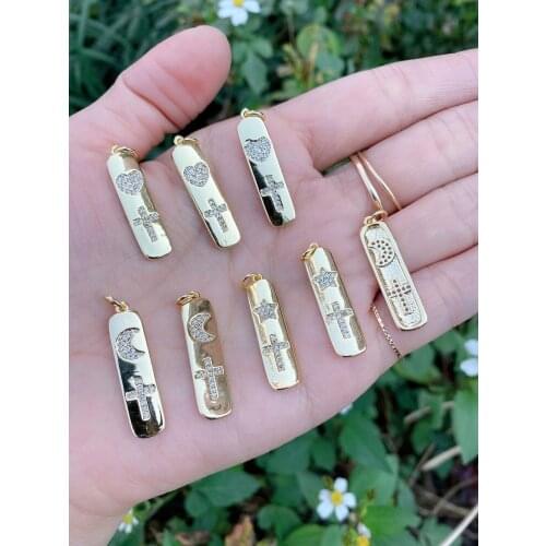 10Pcs Brass Gold Plated Handmade DIY Pave Cubic Zircon Crystal Smile Charm Pendant For Women Jewelry Making