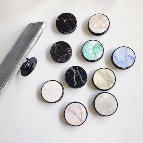 Glossy Popular Marble Expanding Phone Stand Grip Finger Rring Support Anti-Fall Round Foldable Mobile Phone Holder for iPhone 11