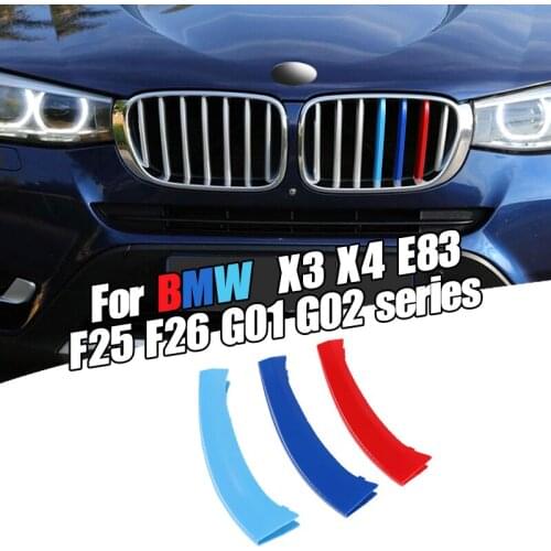 Dropship 3pcs Car 3D M Styling Front Grille Trim Bumper Cover Strip Strips Stickers Cover for BMW X4 Series F26 2014-2017