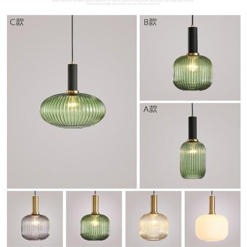 Retro Northern European-Style Restaurant Color Glass Chandelier Bedroom Lamp Creative Kitchen Chandelier Restaurant LED Light