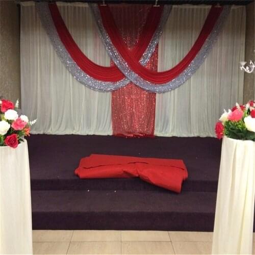 2021 Luxury 3X6 meter white and red ice silk sequin wedding background wedding curtain wedding decoration birthday decoration
