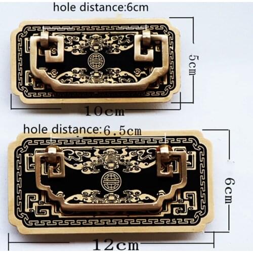 Chinese Medicine Cabinet Door Knobs Vintage Copper Drawer Pulls Black Bronze Wardrobe Kitchen Handles For Cupboard Furniture