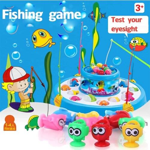 Double-layer large electric childrens fishing table toy electric rotating magnetic fishing with lighting and music