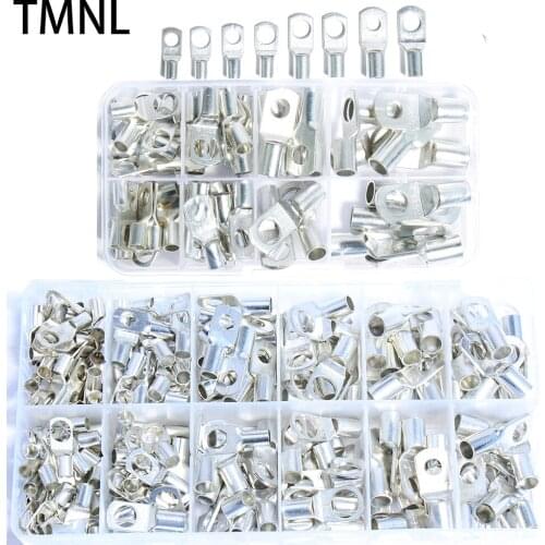 SC Tube Seal Wire Connectors Crimped Bolt Hole lugs Battery Copper Bare Cable Electric Assortment Tinned Ring Terminals elding