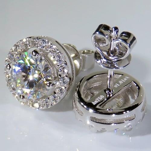 10K Au417 White Gold Women Stud Earrings Moissanite Diamonds 2 Carat Round Elegant Wedding Party Engagement Anniversary Trendy